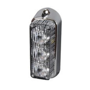 High Intensity 3 LED Vertical Warning Light with Chrome Bezel - 12/24V