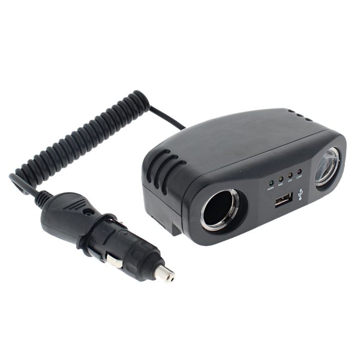 Cigarette Lighter 2 Way Adaptor Socket with USB - 12V - Each - 0