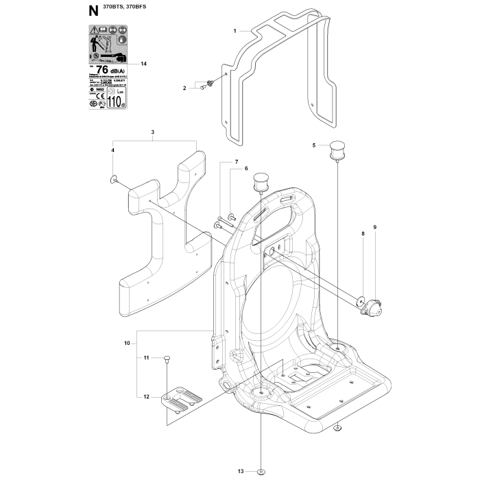 Frame Assembly for Husqvarna 370BTS Leaf Blower L&S Engineers