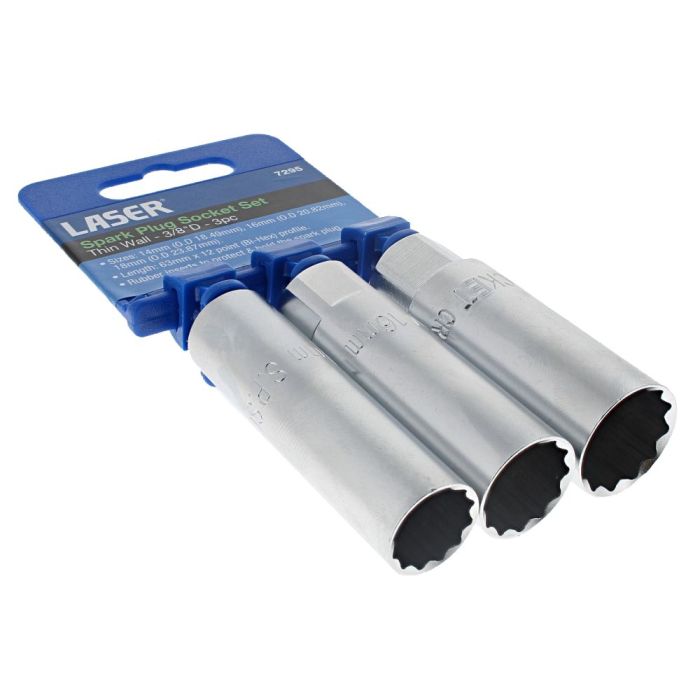 Thin Wall Spark Plug Socket Set 3/8"D 3pc L&S Engineers