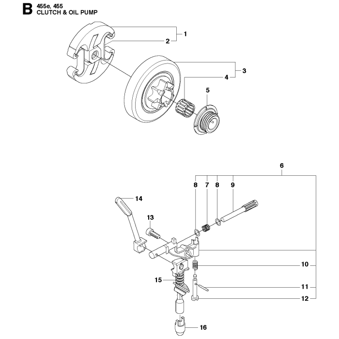 Clutch Oil Pump Assembly For Husqvarna 455 Rancher Chainsaw