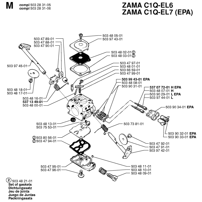 Carburetor Details Assembly For Husqvarna 51 Chainsaw