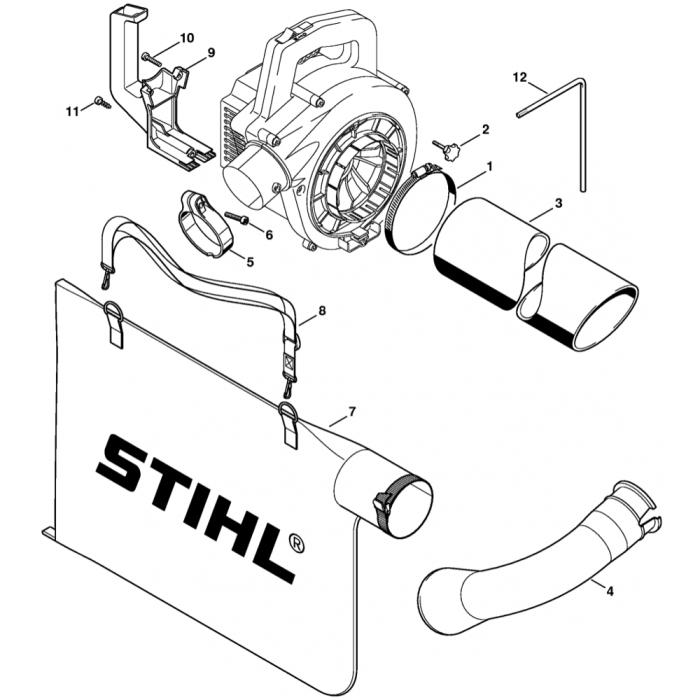 Vacuum Attachment Assembly for Stihl BG75 Blower L&S Engineers