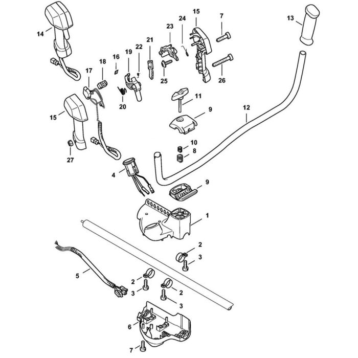 Bike handle Assembly for Stihl FSA130 FSA130R Cordless Trimmer
