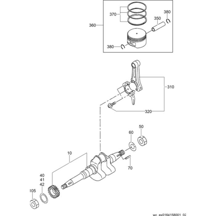 Crankshaft and Piston Assembly for Wacker Neuson BS504 Trench Rammer