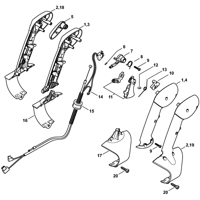 Control Handle Type 2 Assembly for Stihl BR430 Blower L S Engineers