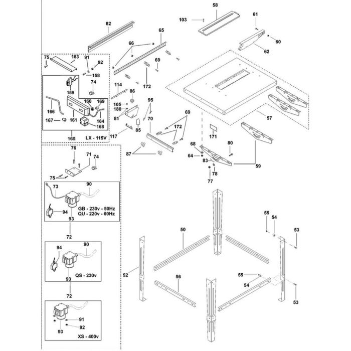 Table Assembly for DeWalt D27400 Type 2 Site Saw