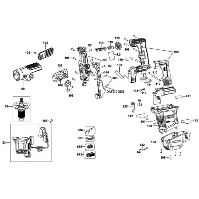 Rotor Assembly for DeWalt DCH481 Type 1 Rotary Hammer