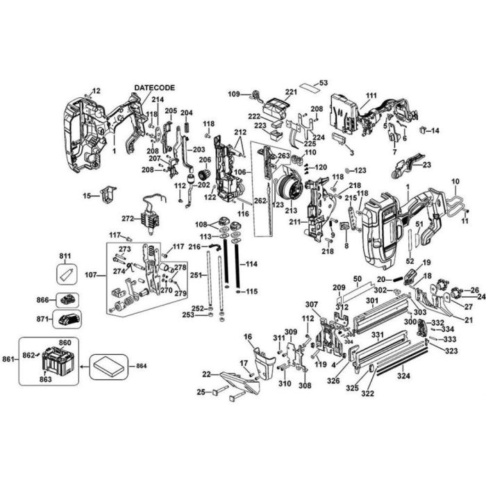 Main Assembly for DeWalt DCN682 Nailers L&S Engineers