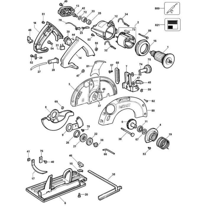 Main Assembly for DeWalt DW62 Type 2 Circular Saw