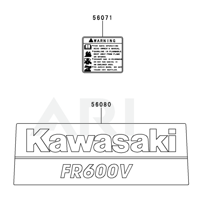 Label for Kawasaki FR600V Engine L&S Engineers