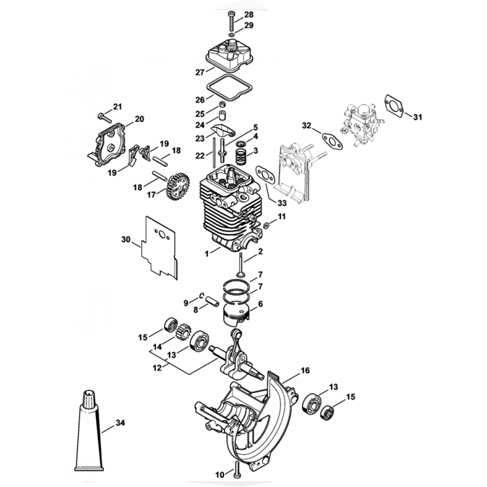 Stihl FS130 FS130r Engine 43mm Assembly L&S Engineers