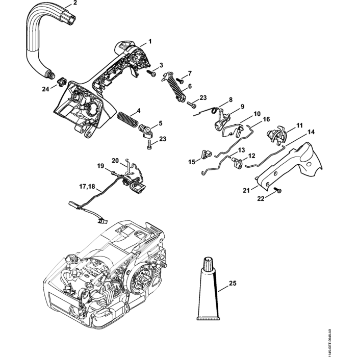 Handle housing & Handlebar MTronic Assembly for Stihl MS201T MS201TC