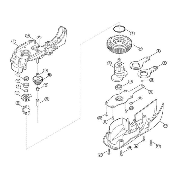 Reduction Gear Unit Assembly for Stihl/ Viking HE 715 Electric 