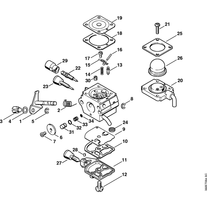 Carburetor C1Q S71 25.2004 for Stihl KM55 KM55C KM55R KM55RC