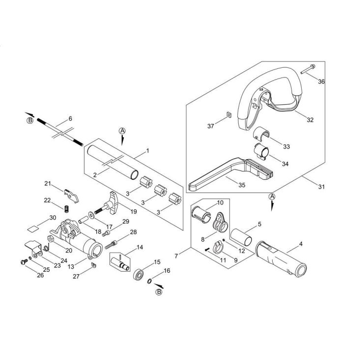 Main Pipe, Handle for Shindaiwa M2510 MultiTool L&S Engineers