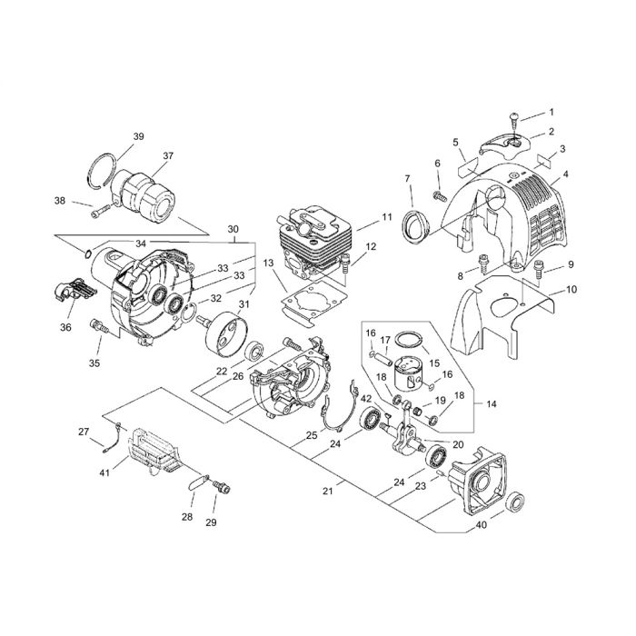 Cylinder, Crankcase, Piston for ECHO SRM265ES/L Brushcutter L&S