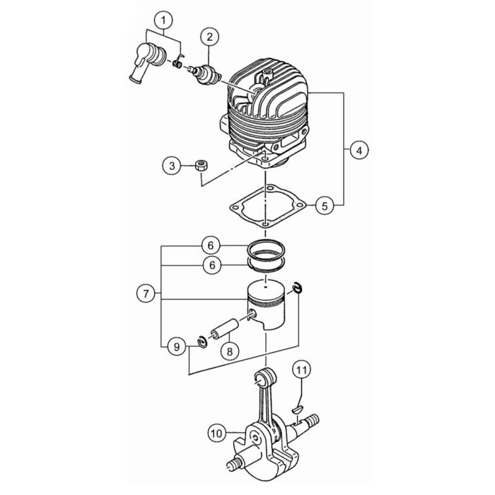 Cylinder, Crankshaft for Tanaka TBL4600 Blower L&S Engineers