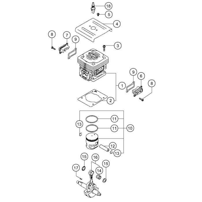 Cylinder, Crankshaft for Tanaka TBL7800 Blower L&S Engineers