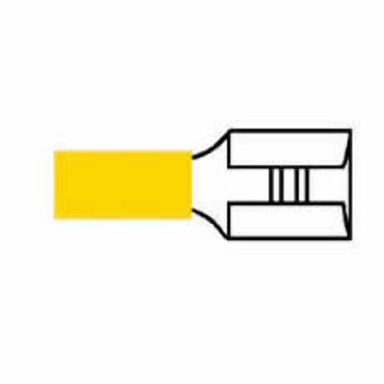 Yellow Pre-Insulated Push-On Terminals - 9.50mm Pack of 100 - 2-001-19