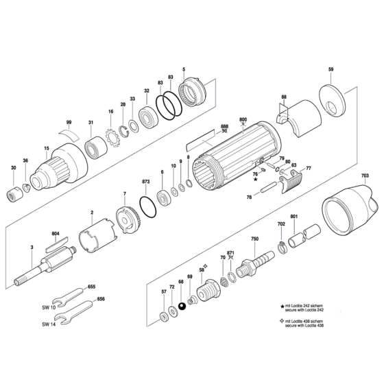 290 W Pneumatic Grinder Assembly