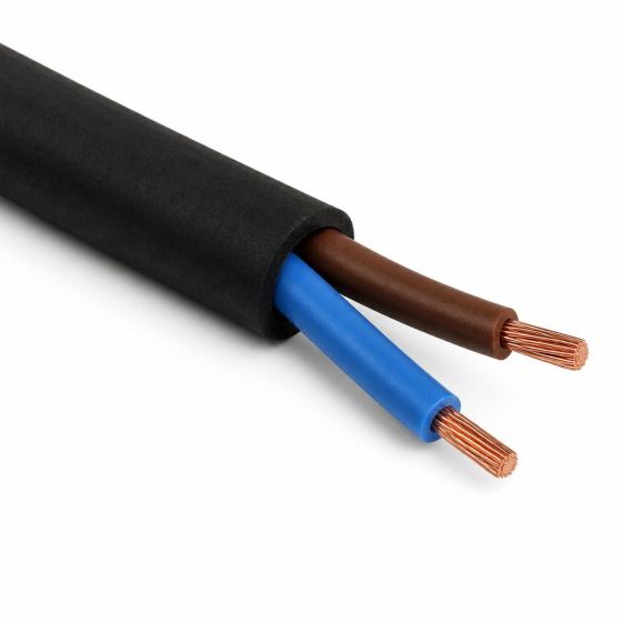 H07 Black Rubber Flexible Cable 2.5mm 2-Core (10 Metre)