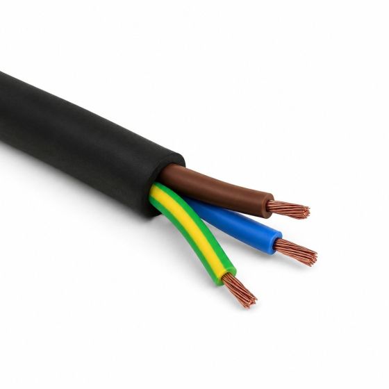 H07 Black Rubber Flexible Cable 1.5mm 3-Core