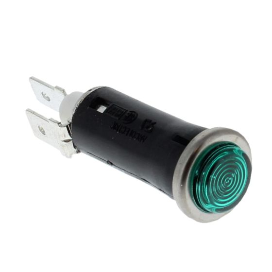Green Warning Light 12V 2W Ba7S Bulb for 13mm Hole - Chrome Bezel - Each - 0-609-04