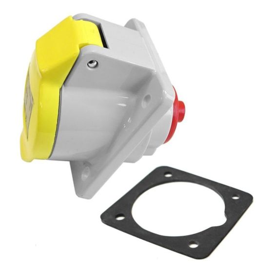 32 Amp 110v Angled Panel Socket Low Voltage Yellow