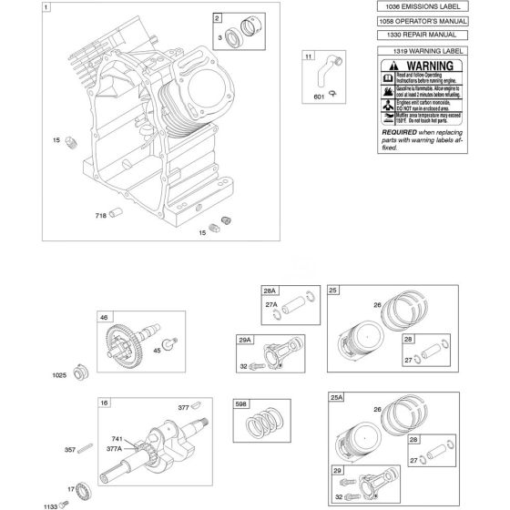 Camshaft, Cylinder & Piston