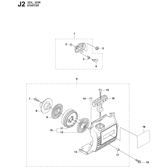 Starter No.2 Assembly for Husqvarna 223R Brushcutters