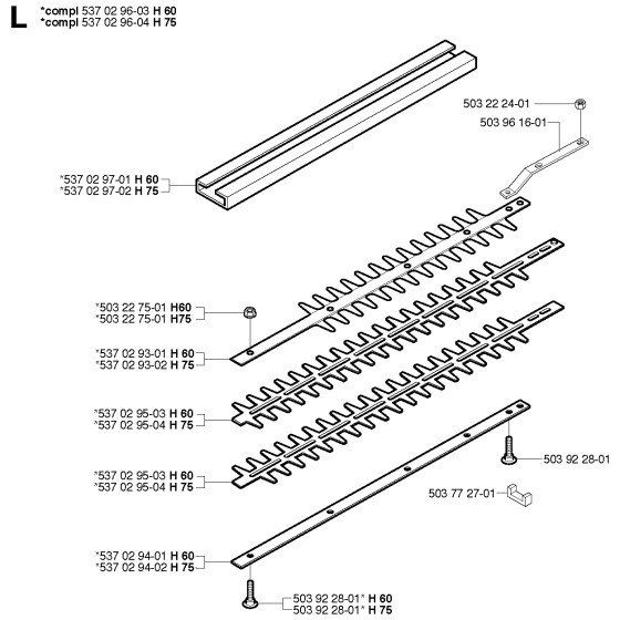 Cutting Equipment Assembly for Husqvarna 225 H75 Hedge Trimmers