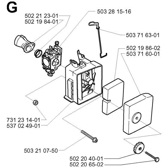 Carburetor & Air Filter Assembly For Husqvarna 225HBV Leaf Blowers