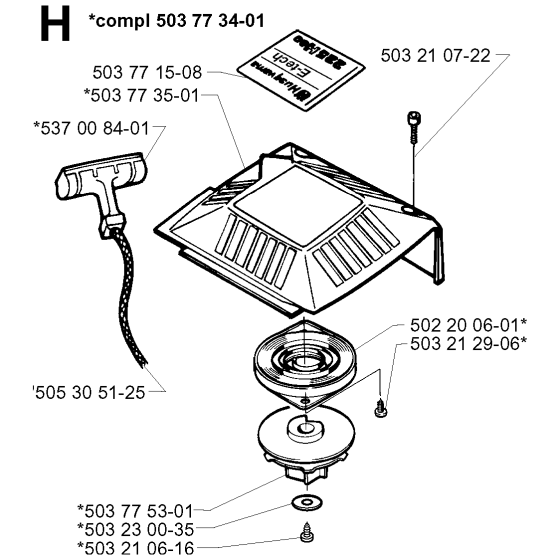 Starter Assembly For Husqvarna 225HBV Leaf Blowers