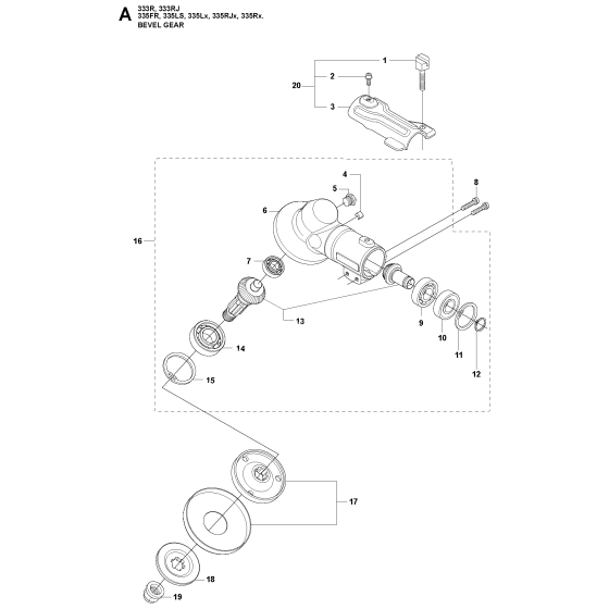 Bevel Gear Assembly For Husqvarna 333RJ Brushcutter