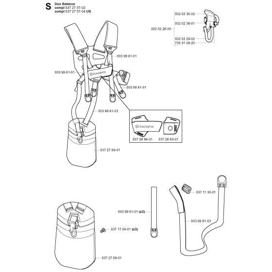 Harness Assembly For Husqvarna 335R Brushcutter