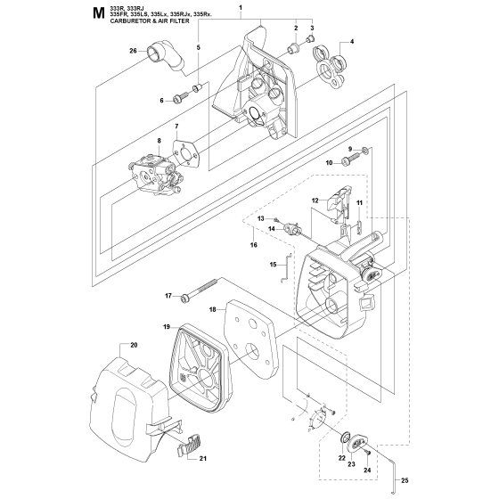 Carburetor & Air Filter Assembly For Husqvarna 335RJX Brushcutter