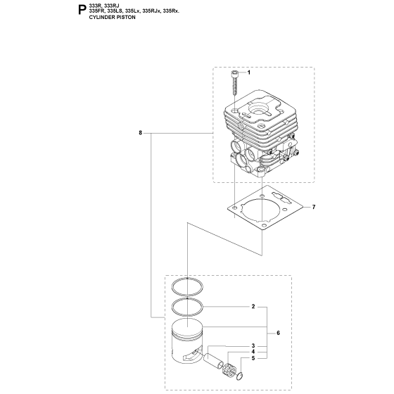 Cylinder Piston Assembly For Husqvarna 335RX Brushcutter