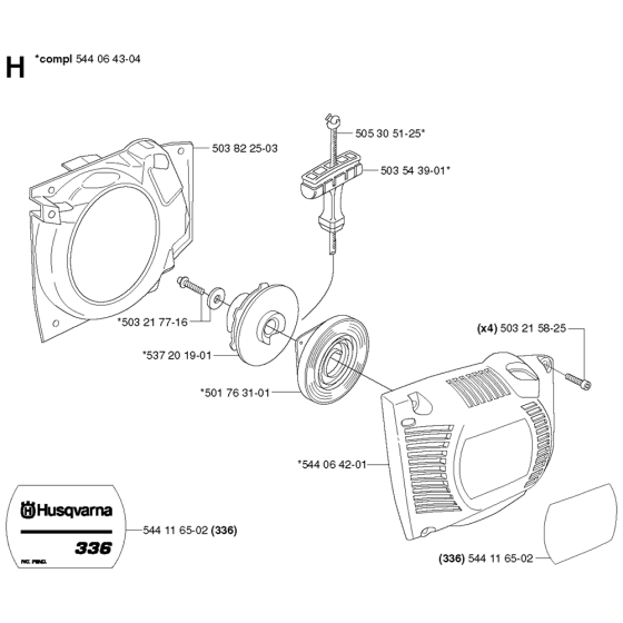Starter Assembly For Husqvarna 336 Chainsaw 
