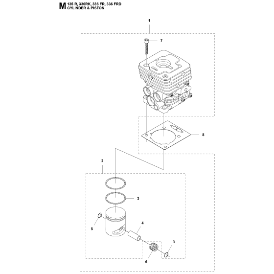 Cylinder Piston Assembly For Husqvarna 336FRD/336RK Brushcutter