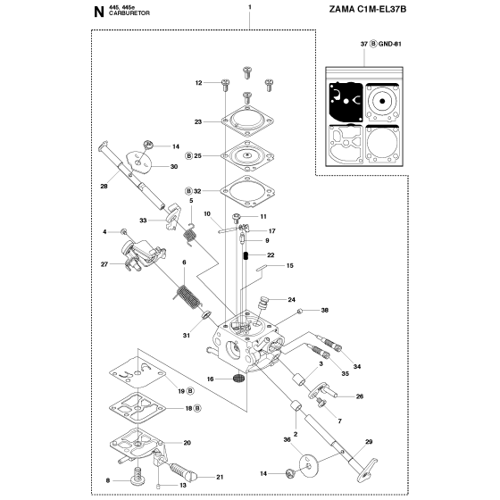 Carburetor Assembly for 445e