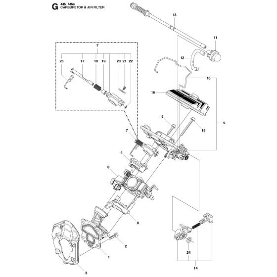 Carburetor & Air Filter for 445e