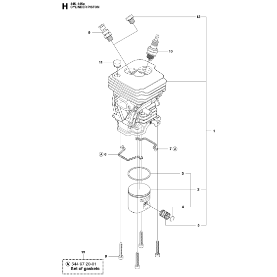 Cylinder Piston Assembly For Husqvarna 445e Chainsaw