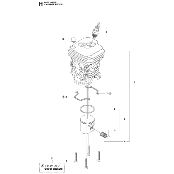 Cylinder Piston Assembly For Husqvarna 445eii Chainsaw