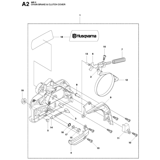 Chain Brake & Clutch Cover No.2 Assembly For Husqvarna 445ii Chainsaw