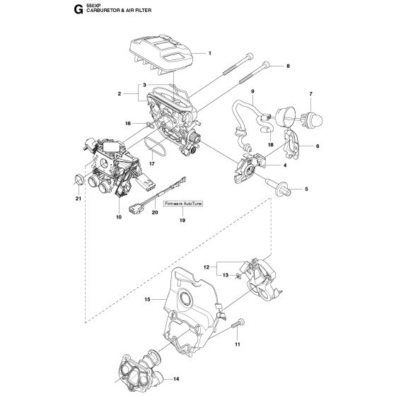 Carburetor & Air Filter Assembly For Husqvarna 550XP-XPG Chainsaw 
