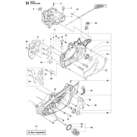 Crankcase Assembly For Husqvarna 550XP-XPG Chainsaw 