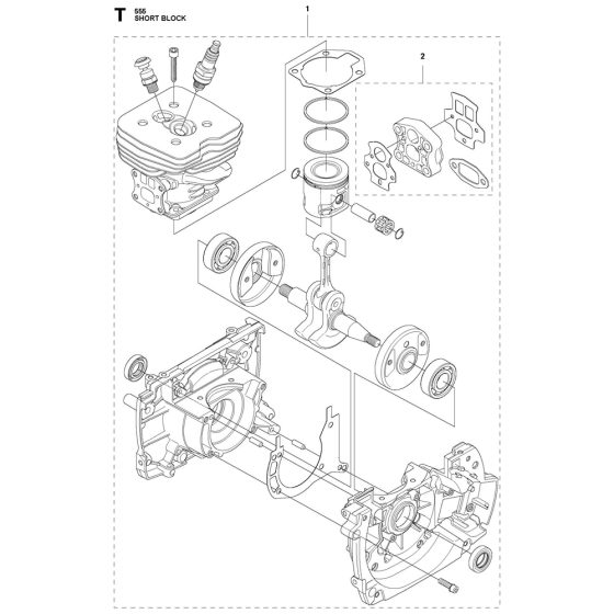 Short Block Assembly For Husqvarna 555FRM Brushcutters
