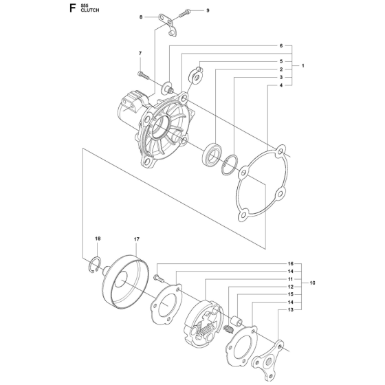 Clutch Assembly For Husqvarna 555FRM Brushcutters