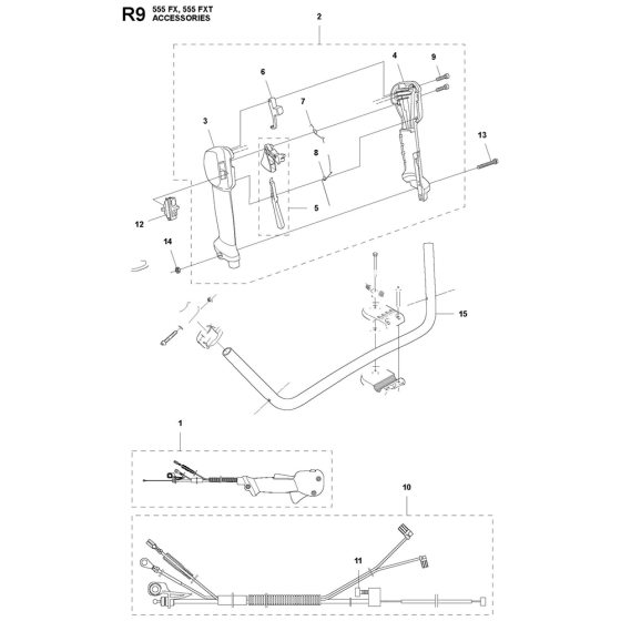 Throttle Controls, Canada Assembly For Husqvarna 555FX Brushcutters